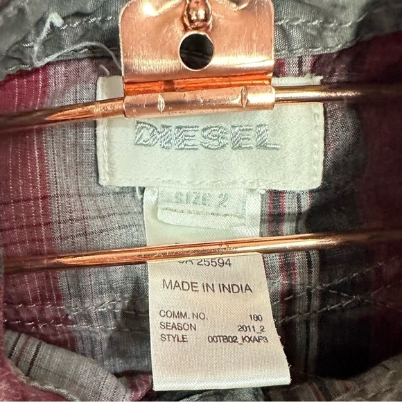 Diesel Kids plaid button down with patches size 2 - Picture 4 of 8